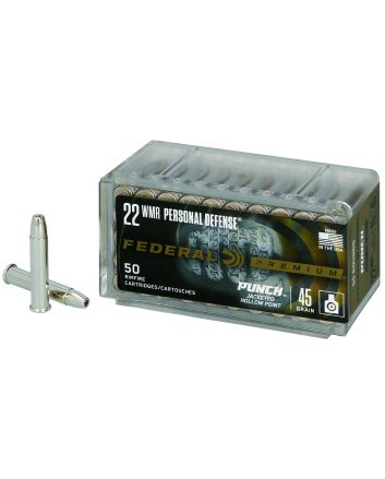 Federal PD22WMR1 Premium Personal Defense Punch 22WMR 45gr Jacketed Hollow Point 50 Per Box/60 Case