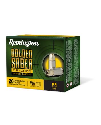 Remington Ammunition 27615 Golden Saber Defense 380ACP 102gr Brass Jacketed Hollow Point 20 Per Box/25 Case