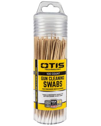 Otis FG241100 Gun Cleaning Swabs Cotton/Wood 6" Long 100 Includes Reusable Storage Tube