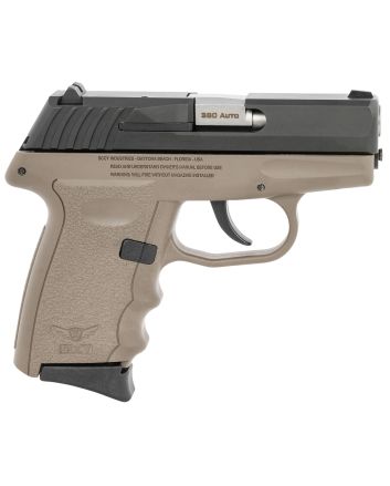 SCCY Industries CPX-3CBDE CPX-3380 ACP 10+1 3.10" Flat Dark Earth Polymer Serrated Black Nitride SS Slide Finger Grooved FDE Polymer Grip