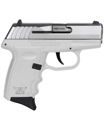 SCCY Industries CPX-3TTWT CPX-3Sub-Compact Frame 380 ACP 10+1, 3.10" Stainless Quadlock Barrel, Serrated Stainless Steel Slide, White Polymer Frame w/Finger Grooves, No Safety, Right Hand