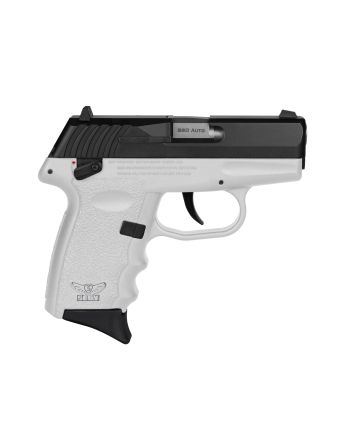 SCCY Industries CPX-4CBWT CPX-4380 ACP 10+1 2.96" White Polymer Serrated Black Nitride SS Slide Finger Grooved White Polymer Grip