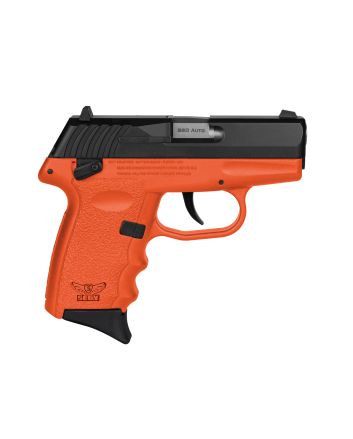 SCCY Industries CPX-4CBOR CPX-4380 ACP 10+1 2.96" Orange Polymer Serrated Black Nitride SS Slide Finger Grooved Orange Polymer Grip
