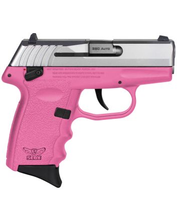 SCCY Industries CPX-4TTPK CPX-4380 ACP 10+1 2.96" Pink Polymer Serrated SS Slide Finger Grooved Pink Polymer Grip