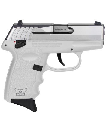 SCCY Industries CPX-4TTWT CPX-4380 ACP 10+1 2.96" White Polymer Serrated SS Slide Finger Grooved White Polymer Grip