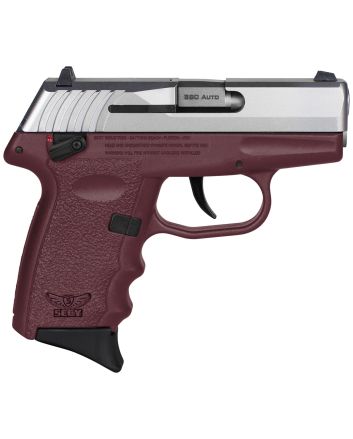 SCCY Industries CPX-4TTCR CPX-4380 ACP 10+1 2.96" Crimson Red Polymer Serrated SS Slide Finger Grooved Crimson Red Polymer Grip