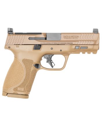 Smith &amp; Wesson 13572 M&amp;P M2.0Compact 9mm Luger 15+1, 4" Stainless Steel Barrel &amp; Optic Cut/Serrated Stainless Steel Slide, Flat Dark Earth Polymer Frame w/Picatinny Rail