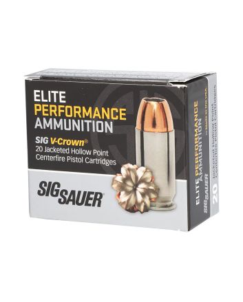 Sig Sauer E10MM20020 Elite Performance10mmAuto 200gr V-Crown Jacketed Hollow Point 20 Per Box/10 Case