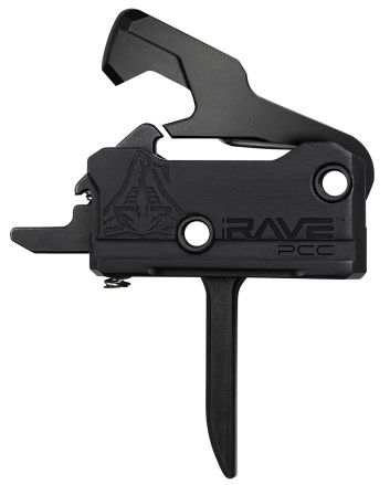Rise Armament T017FPCCBLK Rave Pistol Caliber Carbine Single-Stage Flat Trigger with 3.50 lbs Draw Weight &amp; Black Nitride Finish for AR-Platform