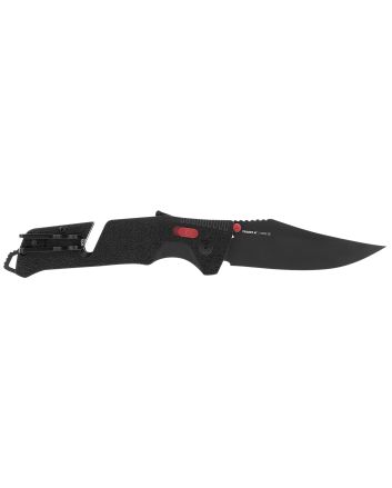 S.O.G SOG11120141 Trident AT 3.70" Folding Clip Point Plain Black TiNi Cryo D2 Steel Blade/Black w/Red Accents GRN Handle Features Line Cutter/Glass Breaker