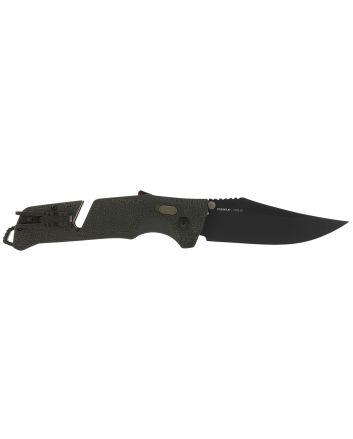S.O.G SOG11120341 Trident AT 3.70" Folding Clip Point Plain Black TiNi Cryo D2 Steel Blade/Olive Drab w/FDE Accents GRN Handle Features Line Cutter/Glass Breaker