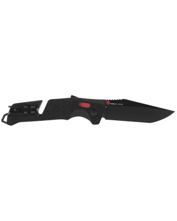 S.O.G SOG11120441 Trident AT 3.70" Folding Tanto Plain Black TiNi Cryo D2 Steel Blade/Black w/Red Accents GRN Handle Features Line Cutter/Glass Breaker