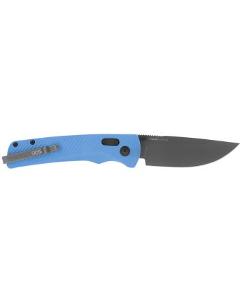S.O.G SOG11180341 Flash AT 3.45" Folding Plain TiNi Cryo D2 Steel Blade/Civic Cyan GRN Handle Includes Pocket Clip