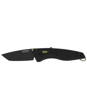 S.O.G SOG11410941 Aegis AT 3.13" Folding Drop Point Plain Black TiNi Cryo D2 Steel Blade/Black w/Moss Accents GRN Handle