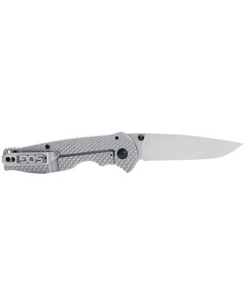 S.O.G SOG14180157 Flash FL 3.40" Folding Drop Point Plain Satin 4116 Stainless Steel Blade/Silver Stainless Steel Handle Includes Pocket Clip