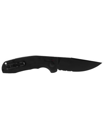 S.O.G SOG15380257 SOG-TAC Auto 3.43" Folding Part Serrated Black TiNi Cryo D2 Steel Blade Black Micro-Textured Anodized Aluminum Handle Includes Pocket Clip