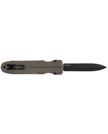 S.O.G SOG15610257 Pentagon3.79" OTF Spear Point Plain Black TiNi Cryo CPM S35VN Steel Blade, Flat Dark Earth Aluminum Handle *Worn, Blade Chipped