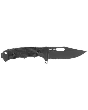 S.O.G SOG17210157 Seal FX 4.30" Fixed Clip Point Part Serrated Black Cerakote CPM S35VN SS Blade/Black GRN/SS Handle Includes Sheath