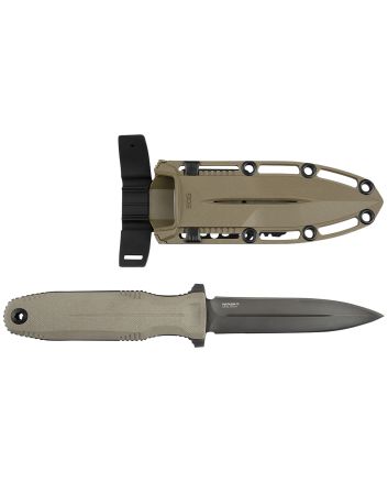 S.O.G SOG17610257 Pentagon FX 4.77" Fixed Spear Point Plain Black Titanium Nitride Cryo CPM S35VN Blade/G10 FLat Dark Earth Handle