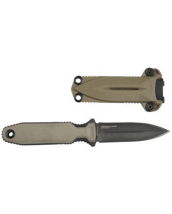 S.O.G SOG17610457 Pentagon FX Covert 3.41" Fixed Spear Point Plain Black Titanium Nitride Cryo CPM S35VN Blade/G10 Flat Dark Earth Handle