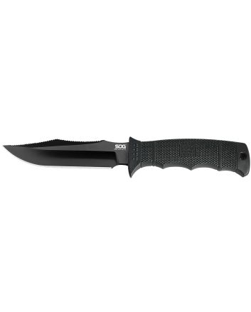 S.O.G SOGE37SNCP Seal Pup Elite 4.85" Fixed Clip Point Plain Black Hardcased TiCN AUS-8A SS Blade/Black w/Grip Lines GRN Handle Includes Lanyard/Sheath