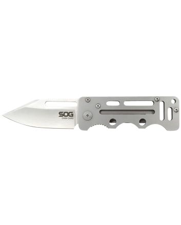 S.O.G SOG-EZ1-CP Cash Card2.75" Folding Clip Point Satin 8Cr13MoV SS Blade/ Silver Skeletonized Stainless Steel Handle