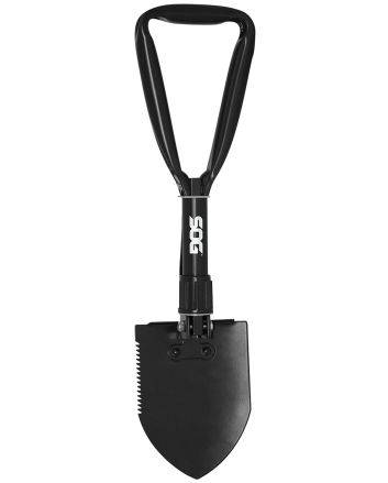 S.O.G SOGF08N Entrenching ToolFolding Shovel Plain/Serrated Blade Black Powder Coated High Carbon Steel Handle 18.25" Long Includes Sheath