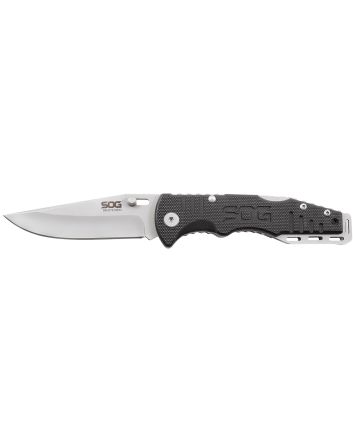 S.O.G SOGFF1001C Salute Mini 3.10" Folding Clip Point Plain Bead Blasted 8Cr13MoV SS Blade Black G10 Handle Includes Pocket Clip