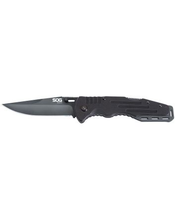 S.O.G SOG-FF11-CP Salute3.62" Folding Clip Point Plain Black Hardcased 8Cr13MoV SS Blade Black G10 Handle Includes Belt Clip