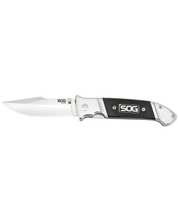 S.O.G SOG-FF38-CP Fielder3.30" Folding Clip Point Plain Satin 7Cr17MoV SS Blade Black G10 Handle Includes Belt Clip