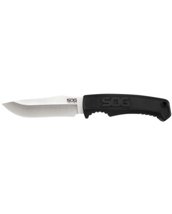 S.O.G SOGFK1001CP Field4" Fixed Clip Point Plain Satin 7Cr17MoV SS Blade Black TPR Handle Includes Sheath