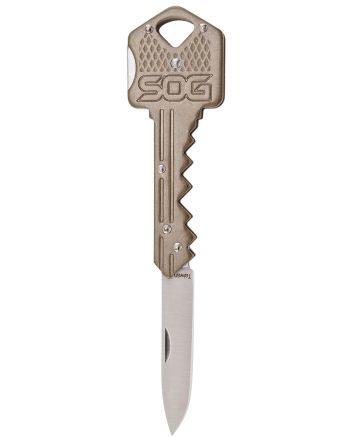 S.O.G SOG-KEY102-C Key1.50" Folding Plain Drop Point Satin 5Cr13MoV SS Blade/ Brass Stainless Steel Handle