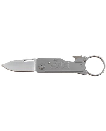 S.O.G SOG-KT1001-C KeyTron1.80" Folding Plain Clip Point Grey 5Cr13MoV SS Blade/ Grey Stainless Steel Handle