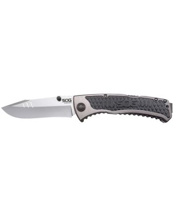 S.O.G SOG-SW1011-C Sideswipe3.40" Folding Clip Point Plain Bead Blasted 7Cr15MoV SS Blade Gray Anodized Aluminum/G10 Handle Includes Belt Clip