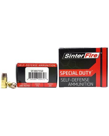 SinterFire Inc SF38075SD Special Duty (SD)380ACP 75gr Lead Free Frangible Hollow Point 20 Per Box/10 Case