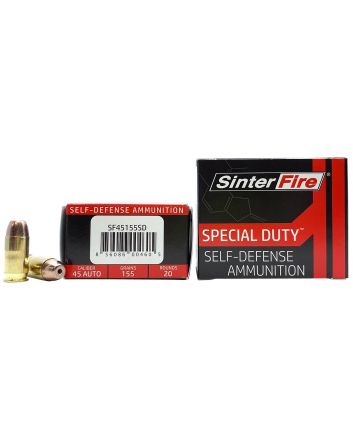 SinterFire Inc SF45155SD Special Duty (SD)45ACP 155gr Lead Free Frangible Hollow Point 20 Per Box/10 Case