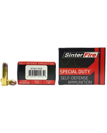 SinterFire Inc SF38110SD Special Duty (SD)38Special 110gr Lead Free Frangible Hollow Point 20 Per Box/10 Case