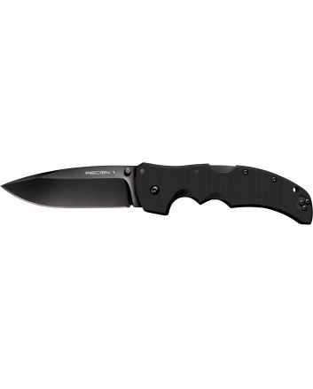 Cold Steel CS27BS Recon 1 4" Folding Spear Point Plain DLC Coated American S35VN Blade/Black G10 Handle Includes Pocket Clip