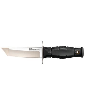 Cold Steel CS39LSAA LeatherneckMini 3.50" Fixed Tanto Plain Satin 8Cr13MoV SS Blade/3.25" Black Deep Checkered w/Double Quillon Guard Kray-Ex Handle Includes Sheath
