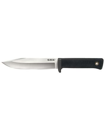 Cold Steel CS-35AN San Mai SRK 6" Fixed Plain Satin VG-10 San Mai Blade/Black Checkered w/Finger Guard Kray-Ex Handle