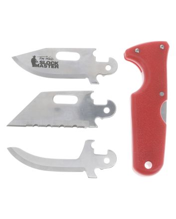 Cold Steel CS40ATZ Click-N-Cut Slock Master 2.50" Fixed Caping/Clip/Utility Plain/Serrated Satin 420J2 SS Blade Red Textured ABS Handle Includes Sheath
