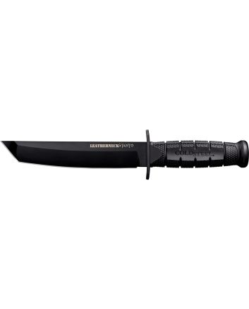 Cold Steel CS-39LSFCT Leatherneck7" Fixed Plain Tanto Black Matte Powder Coat German D2 Steel Blade/Black Deep Checkered w/double Quillon Guard/ Griv-Ex Handle