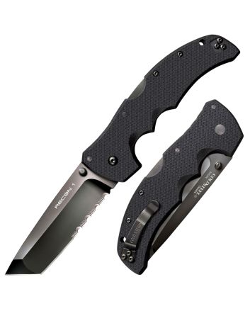 Cold Steel CS27BTH Recon 1 4" Folding Part Serrated DLC Coated American S35VN Blade/ 5.38" Black Textured G10 Handle Includes Belt Clip