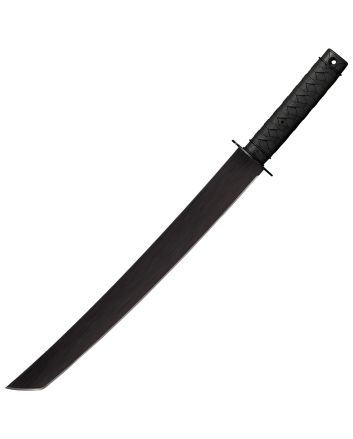 Cold Steel CS97TKLZ Tactical Wakizashi 18" Black Matte Baked-On Anti Rust 1055 Carbon Steel Blade/ Black Polypropylene Handle 25" Long Includes Sheath