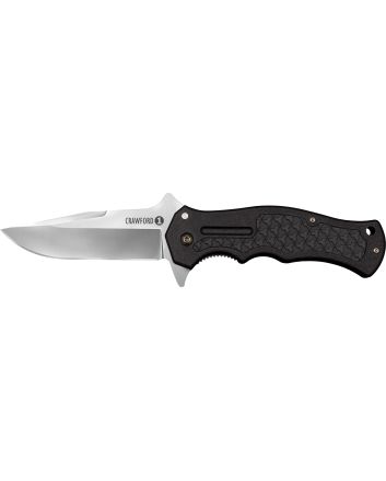 Cold Steel CS20MWCB Crawford 1 3.50" Folding Clip Point Plain 4034 SS Blade Black w/Traction Inlays GRN Handle Includes Pocket Clip