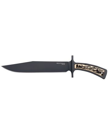 Cold Steel CS-36MK Drop Forged9.50" Fixed Bowie Plain Black 52100 High Carbon Steel Blade/ Black &amp; Ivory Faux Stag Handle Includes Belt Loop/Sheath