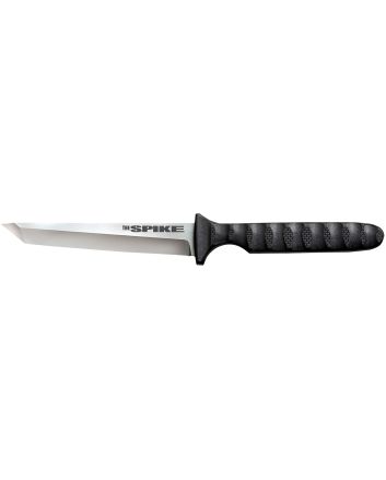 Cold Steel CS-53NCT Spike4" Fixed Tanto Plain Cryo 4116 SS Blade/Black Scalloped Griv-Ex Handle Includes Bead Chain Lanyard/Sheath