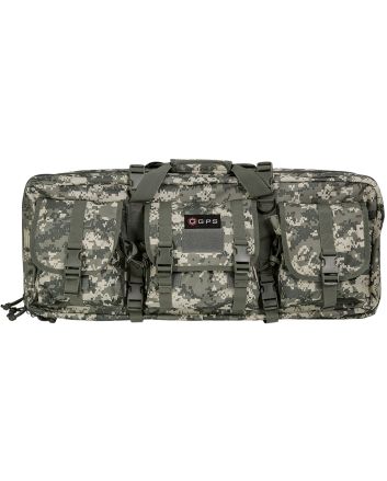 GPS Bags DRC28ACU Double Rifle Case A-TACS AU 600D Polyester w/ 2 Padded Pistol Sleeves MOLLE Webbing &amp; Lockable Zippers