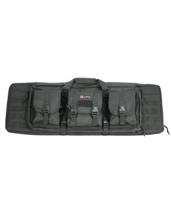 GPS Bags DRC36 Double Rifle Case 36" Black 600D Polyester w/ 2 Padded Pistol Sleeves MOLLE Webbing &amp; Lockable Zippers