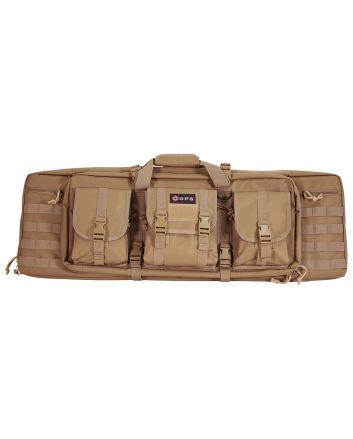 GPS Bags DRC36FDE Double Rifle Case 36" Flat Dark Earth 600D Polyester w/ 2 Padded Pistol Sleeves MOLLE Webbing &amp; Lockable Zippers